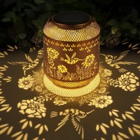 Hummingbird Solar Lanterns Outdoor Birthdays Gifts For Women Mom Grandma Metal Hollow Out Garden Decor Hanging Lantern Waterproo