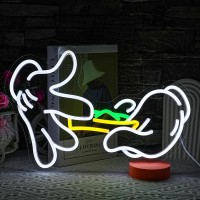 Lulanmp Holding Neon Sign For Wall Decor Leaf Neon Sign Light Green Leaf Led Neon Sign Hand White Neon Signs Glove Neon Light Fo