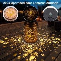 Solar Lantern Outdoor Hanging Lights Birthday Gifts For Women Mom And Grandma Butterfly Flower Metal Garden Decor Outdoor Waterp