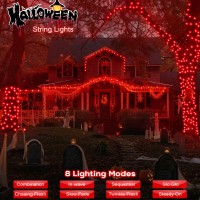 Red Halloween String Lights Connectable 656Ft 200 Leds Halloween Decorations Outdoor Indoor Lights Waterproof Black Wire Tree