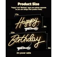 Aclorol Happy Birthday Neon Sign 5V Usb Powered Led Sign With Switch Button Reusable Warm White Happy Birthday Light Up Sign For