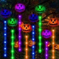 8 Pcs Upgraded Halloween Solar Pumpkin Pathway Lights Halloween Solar Pathway Stake Lights For Outdoor Decorations Halloween Ya