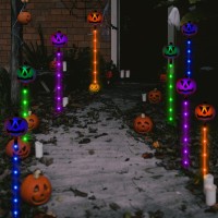 8 Pcs Upgraded Halloween Solar Pumpkin Pathway Lights Halloween Solar Pathway Stake Lights For Outdoor Decorations Halloween Ya