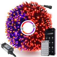 Smart App Halloween Lights Orange Purple To Red 656Ft 200 Leds 28 Modes Halloween String Lights Outdoor Indoor Waterproof Tree