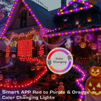 Smart App Halloween Lights Orange Purple To Red 656Ft 200 Leds 28 Modes Halloween String Lights Outdoor Indoor Waterproof Tree