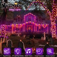 Smart App Halloween Lights Orange Purple To Red 656Ft 200 Leds 28 Modes Halloween String Lights Outdoor Indoor Waterproof Tree