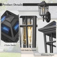 Darkaway Solar Outdoor Wall Lights Dusk To Dawn Outside Wall Sconce Lighting With Remote Black Exterior Light Fixture For Hous