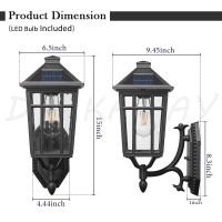 Darkaway Solar Outdoor Wall Lights Dusk To Dawn Outside Wall Sconce Lighting With Remote Black Exterior Light Fixture For Hous