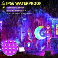 2 Pack 120W Led Black Light Ip66 Waterproof Outdoor Blacklight Flood Light With Plugswitch Powerful For Halloween Neon Glow I