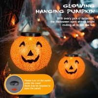 Halloween Solar Lantern Hanging Pumpkin Lights Outdoor Decoration Solar Powered Lantern Lights Waterproof Led Decorative Light