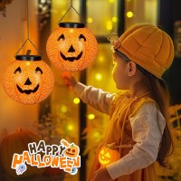 Halloween Solar Lantern Hanging Pumpkin Lights Outdoor Decoration Solar Powered Lantern Lights Waterproof Led Decorative Light