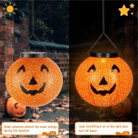 Halloween Solar Lantern Hanging Pumpkin Lights Outdoor Decoration Solar Powered Lantern Lights Waterproof Led Decorative Light