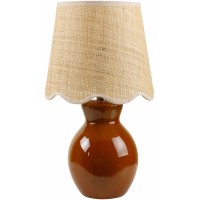 Boutiquerugs Salgareda Boho Ceramic And Jute Bedside Table Lamp For Bedroom Nightstand End Side Table Lamp For Living Room S