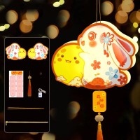 Midautumn Festival Rabbit Lantern 3 Pcs Diy Portable Chinese Paper Lanterns Cute Bunny Ornament Handheld For Holiday Decor Moo