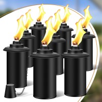 Fantorches 8 Pack Torch Canisters 16Oz Replacement Torch Refillable Canisters With Wicks Caps Outdoor Citronella Fuel Torch Ca