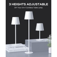 Jackyled Cordless Table Lamps Rechargeable 3 Adjustable Height 5000Mah Battery Operated 3 Colors Smooth Dimming Portable Led