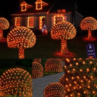 Halloween Net Lights 200Led 84Ft X 52Ft Orange Halloween Bush Lights With 8 Modes Timer Connectable Waterproof Sturdy Da