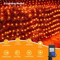 Halloween Net Lights 200Led 84Ft X 52Ft Orange Halloween Bush Lights With 8 Modes Timer Connectable Waterproof Sturdy Da