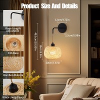 Vitnucrol Battery Operated Wall Sconce Set Of Two Bamboo Rechargeable Wireless Sconces With Remote Dimmable Nonhardwired Farm