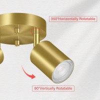 Boostarea Led 2 Light Track Lighting Kit Led Track Lighting Fixtures Gold Round Ceiling Spot Lighting Flexibly Rotatable Ligh