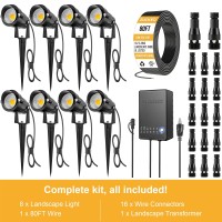 Zuckeo Allinone Landscape Lighting Kit 5W Led Low Voltage Landscape Lights With Transformer And 80Ft Wire Waterproof Outdoor