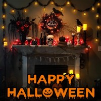 Solar Halloween Lights Outdoor 13Ft Outdoor String Lights With 10 Flickering Flame Bulb Waterproof Solar Powered Orange Hallow