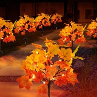 Neoclassy 2 Pack Solar Fall Lights For Outside Fall D Cor 40Led With Maple Leaf Solar Stake Lights Outdoor Waterproof Fall Li