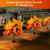 Neoclassy 2 Pack Solar Fall Lights For Outside Fall D Cor 40Led With Maple Leaf Solar Stake Lights Outdoor Waterproof Fall Li