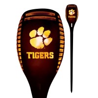 Clemson Tigers Led Solar Torch 4 X 4 X 36 Waterproof Sun Damage Resistant Solar Light With Flickering Flame Decor For P