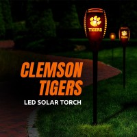 Clemson Tigers Led Solar Torch 4 X 4 X 36 Waterproof Sun Damage Resistant Solar Light With Flickering Flame Decor For P