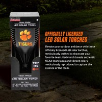 Clemson Tigers Led Solar Torch 4 X 4 X 36 Waterproof Sun Damage Resistant Solar Light With Flickering Flame Decor For P