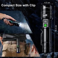 Rechargeable Flashlights 1000000 High Lumens Single One Mode Super Bright High Powered Led Flashlight Usb C High Beam 3280 Ft