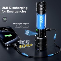 Rechargeable Flashlights 1000000 High Lumens Single One Mode Super Bright High Powered Led Flashlight Usb C High Beam 3280 Ft