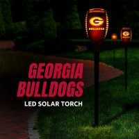 Georgia Bulldogs Led Solar Torch 4 X 4 X 36 Waterproof Sun Damage Resistant Solar Light With Flickering Flame Decor For