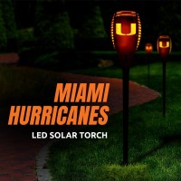 Miami Hurricanes Led Solar Torch 4 X 4 X 36 Waterproof Sun Damage Resistant Solar Light With Flickering Flame Decor For