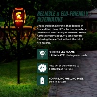 Michigan State Spartans Led Solar Torch 4 X 4 X 36 Waterproof Sun Damage Resistant Solar Light With Flickering Flame De