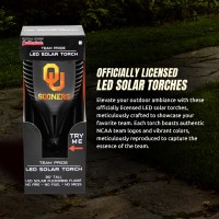 Oklahoma Sooners Led Solar Torch 4 X 4 X 36 Waterproof Sun Damage Resistant Solar Light With Flickering Flame Decor For