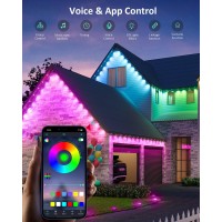 100Ft Permanent Outdoor Lights Rgb 72 Led Outdoor String Lights With Remote App Control Ip67 Waterproof Led Eaves Lights For