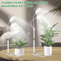 Grow Light Dual Ring 35 With Base 122 Leds 6000K White Full Spectrum Gooseneck Plant Lamp For Indoor Desk Plants Dimmable