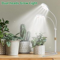 Grow Light Dual Ring 35 With Base 122 Leds 6000K White Full Spectrum Gooseneck Plant Lamp For Indoor Desk Plants Dimmable