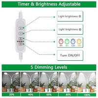 Grow Light Dual Ring 35 With Base 122 Leds 6000K White Full Spectrum Gooseneck Plant Lamp For Indoor Desk Plants Dimmable