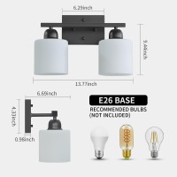 Faishilan 2Light Bathroom Light Fixtures Black Bathroom Vanity Lights With Milky White Frosted Glass Shades Black Vanity Ligh