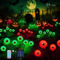 4Pack 24Led Halloween Decorations Outdoor Solar Lights Scary Bleeding Eyeball Swaying Firefly Lights Garden Path Lights For Pa