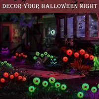 4Pack 24Led Halloween Decorations Outdoor Solar Lights Scary Bleeding Eyeball Swaying Firefly Lights Garden Path Lights For Pa