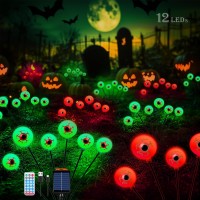 Kaoer Halloween Decorations Outdoor Solar Scary Eyeball Lights 12Led Bleeding Eyeball Swaying Firefly Lights Waterproof Garden