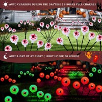 Kaoer Halloween Decorations Outdoor Solar Scary Eyeball Lights 12Led Bleeding Eyeball Swaying Firefly Lights Waterproof Garden