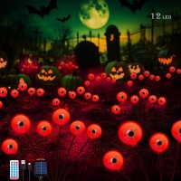 Kaoer Halloween Decorations Outdoor Solar Scary Eyeball Lights 12Led Bleeding Eyeball Swaying Firefly Lights Waterproof Garden