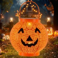 Halloween Decoration Hanging Solar Lantern Outdoor Solar Powered Pumpkin Led Jacko Lights Waterproof Halloween Decor Metal R