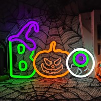 Jeanchrl Halloween Neon Sign Boo Neon Lights For Wall Pumpkin Halloween Led Signs For Bedroom Window Wall Decor Halloween Light