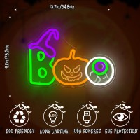 Jeanchrl Halloween Neon Sign Boo Neon Lights For Wall Pumpkin Halloween Led Signs For Bedroom Window Wall Decor Halloween Light